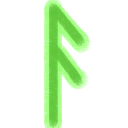 The Elder Furthark rune ᚨ or ansuz, in green with a lime green outline